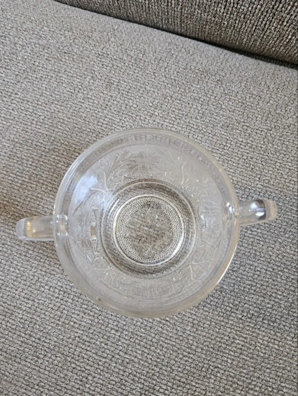 Vintage Anchor Hocking Sandwich Clear Pattern Open Sugar Bowl